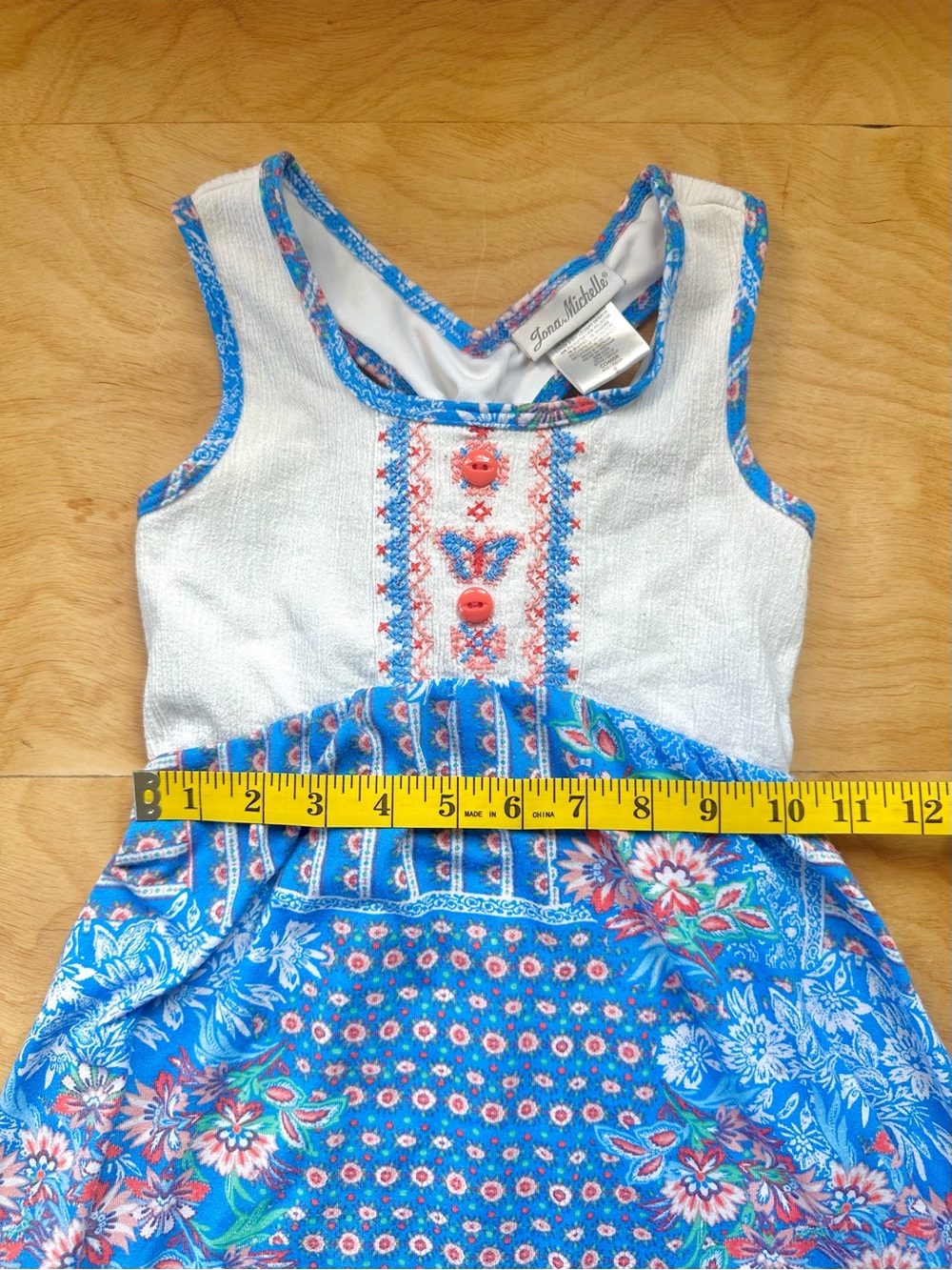 Jona Michelle Girls Size 8 Blue Floral Boho Midi Dress Embroidered High Low - Picture 6 of 9